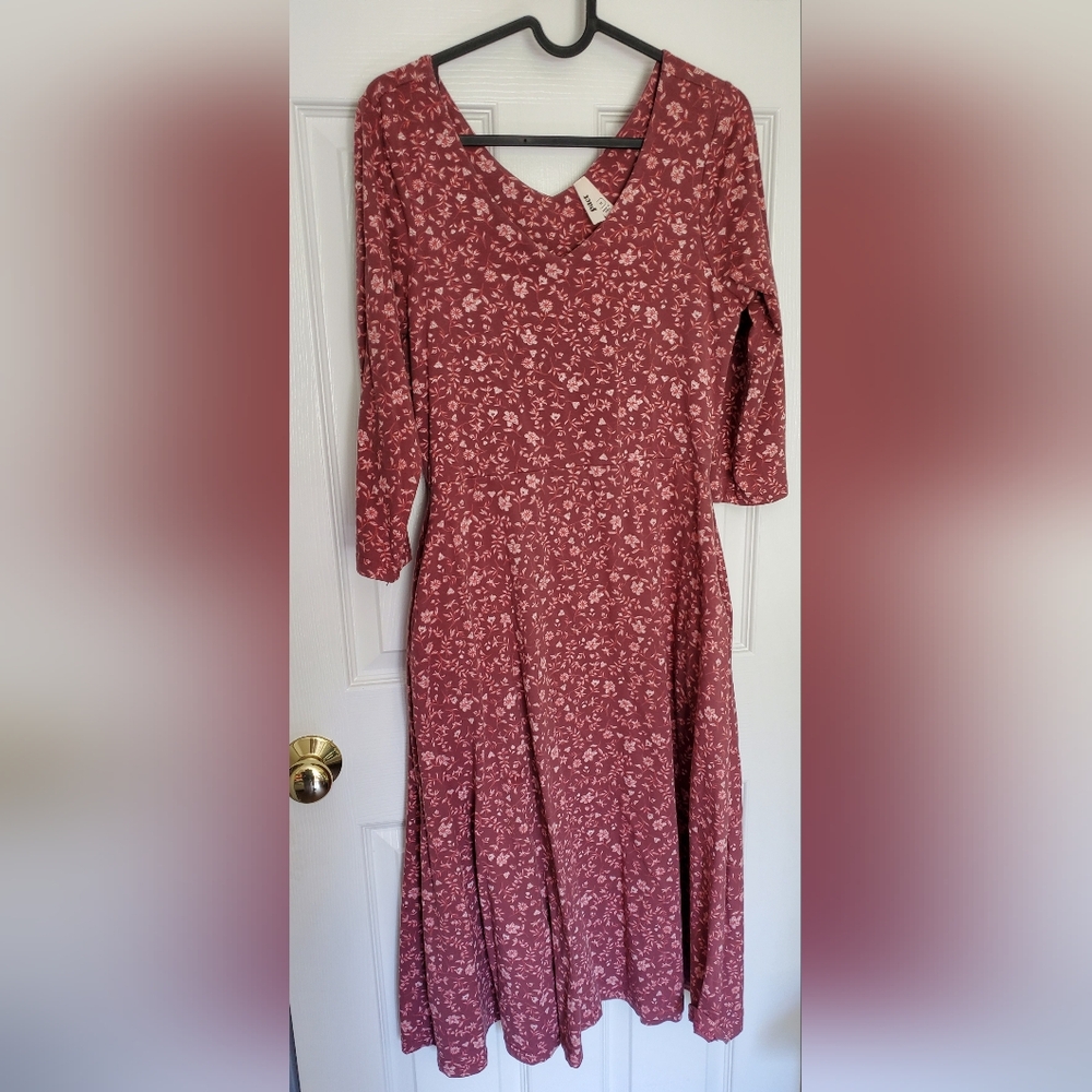 Pact Western Floral Fit And Flare Dress Size Medium
